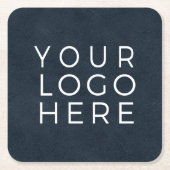Navy Blue Leerlook Aangepaste Zakelijke Logo Kartonnen Onderzetters (Voorkant)