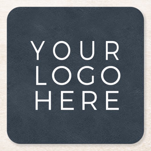 Navy Blue Leerlook Aangepaste Zakelijke Logo Kartonnen Onderzetters (Voorkant)