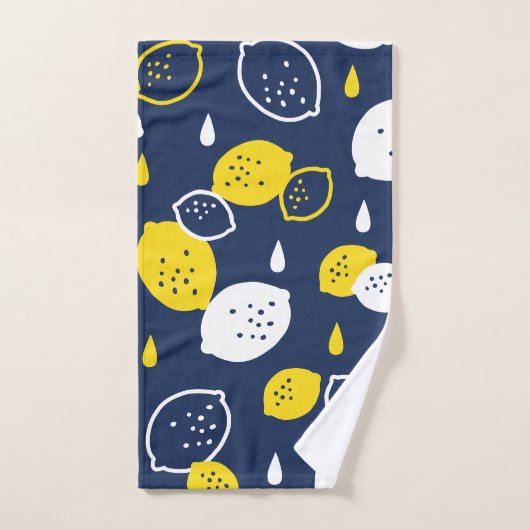 Navy Blue Lemon Art – Verfrissend Citrus Design Bad Handdoek (Handdoek)