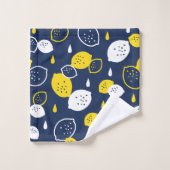Navy Blue Lemon Art – Verfrissend Citrus Design Bad Handdoek (Wasdoekje)