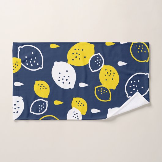 Navy Blue Lemon Art – Verfrissend Citrus Design Bad Handdoek (Handdoek)