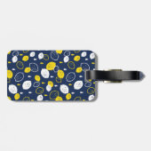 Navy Blue Lemon Art – Verfrissend Citrus Design Bagagelabel (Achterkant horizontaal)