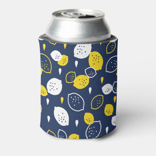 Navy Blue Lemon Art – Verfrissend Citrus Design Blikjeskoeler (Blikje Achterkant)