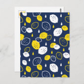 Navy Blue Lemon Art – Verfrissend Citrus Design Briefkaart (Voorkant / Achterkant)