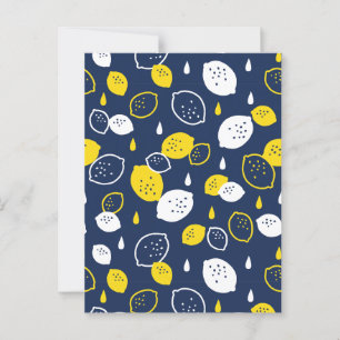 Navy Blue Lemon Art – Verfrissend Citrus Design Briefkaart