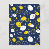 Navy Blue Lemon Art – Verfrissend Citrus Design Briefkaart (Voorkant)