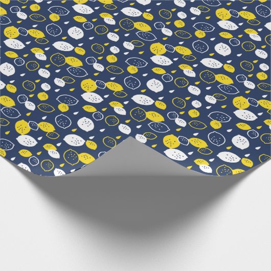 Navy Blue Lemon Art – Verfrissend Citrus Design Cadeaupapier (Hoek)