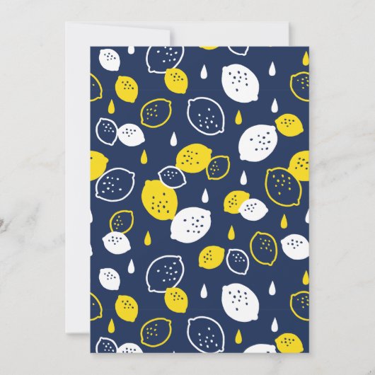 Navy Blue Lemon Art – Verfrissend Citrus Design Feestdagenkaart (Voorkant)