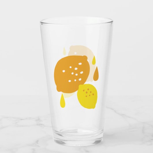 Navy Blue Lemon Art – Verfrissend Citrus Design Glas (Achterkant)