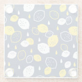 Navy Blue Lemon Art – Verfrissend Citrus Design Glazen Onderzetter (Achterkant)