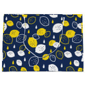 Navy Blue Lemon Art – Verfrissend Citrus Design Groot Cadeauzakje (Voorkant)