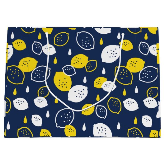 Navy Blue Lemon Art – Verfrissend Citrus Design Groot Cadeauzakje (Voorkant)