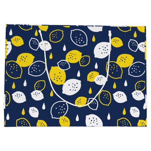 Navy Blue Lemon Art – Verfrissend Citrus Design Groot Cadeauzakje (Achterkant)