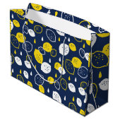 Navy Blue Lemon Art – Verfrissend Citrus Design Groot Cadeauzakje (Achterkant Gekanteld)