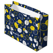 Navy Blue Lemon Art – Verfrissend Citrus Design Groot Cadeauzakje (Voorkant Gekanteld)