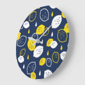 Navy Blue Lemon Art – Verfrissend Citrus Design Grote Klok (Hoek)