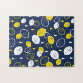 Navy Blue Lemon Art – Verfrissend Citrus Design Legpuzzel (Horizontaal)