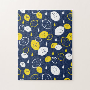 Navy Blue Lemon Art – Verfrissend Citrus Design Legpuzzel