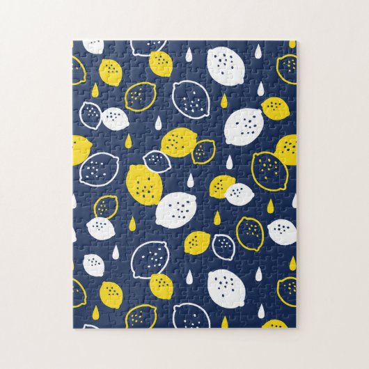 Navy Blue Lemon Art – Verfrissend Citrus Design Legpuzzel (Verticaal)