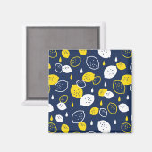 Navy Blue Lemon Art – Verfrissend Citrus Design Magneet (Voorkant / Achterkant)