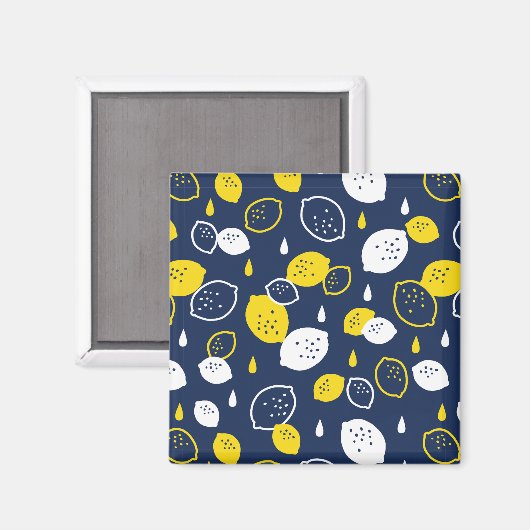 Navy Blue Lemon Art – Verfrissend Citrus Design Magneet (Voorkant / Achterkant)