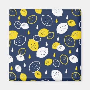 Navy Blue Lemon Art – Verfrissend Citrus Design Magneet