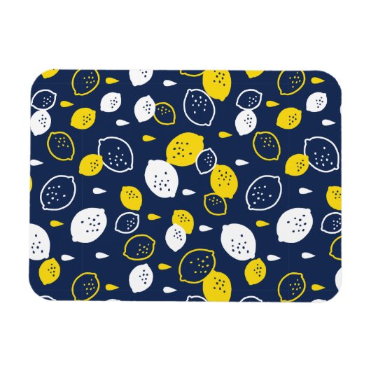 Navy Blue Lemon Art – Verfrissend Citrus Design Magneet (Horizontaal)
