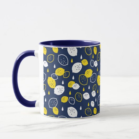 Navy Blue Lemon Art – Verfrissend Citrus Design Mok (Links)