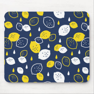 Navy Blue Lemon Art – Verfrissend Citrus Design Muismat