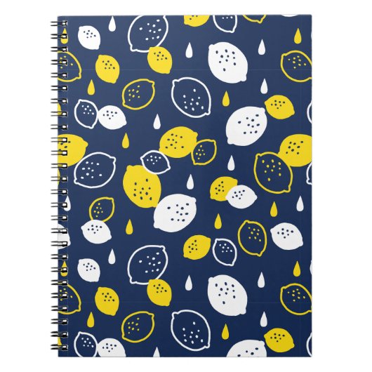 Navy Blue Lemon Art – Verfrissend Citrus Design Notitieboek (Voorkant)