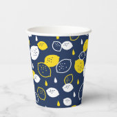 Navy Blue Lemon Art – Verfrissend Citrus Design Papieren Bekers (Achterkant)