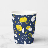 Navy Blue Lemon Art – Verfrissend Citrus Design Papieren Bekers (Rechts)