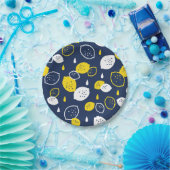 Navy Blue Lemon Art – Verfrissend Citrus Design Papieren Bordje (Feest)