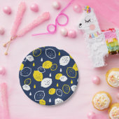 Navy Blue Lemon Art – Verfrissend Citrus Design Papieren Bordje (Feest)