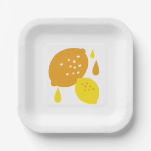 Navy Blue Lemon Art – Verfrissend Citrus Design Papieren Bordje