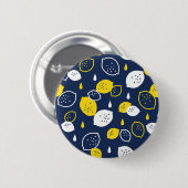 Navy Blue Lemon Art – Verfrissend Citrus Design Ronde Button 5,7 Cm (Voorkant /achterkant)