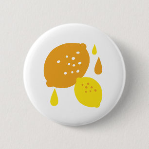 Navy Blue Lemon Art – Verfrissend Citrus Design Ronde Button 5,7 Cm