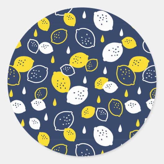 Navy Blue Lemon Art – Verfrissend Citrus Design Ronde Sticker (Voorkant)