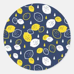 Navy Blue Lemon Art – Verfrissend Citrus Design Ronde Sticker