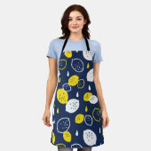 Navy Blue Lemon Art – Verfrissend Citrus Design Schort (Gedragen)