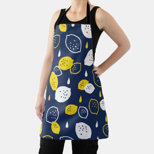 Navy Blue Lemon Art – Verfrissend Citrus Design Schort (Insitu)