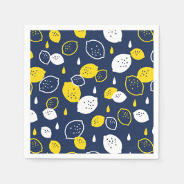 Navy Blue Lemon Art – Verfrissend Citrus Design Servet