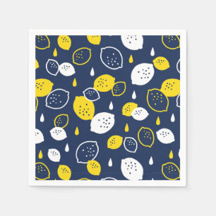 Navy Blue Lemon Art – Verfrissend Citrus Design Servet