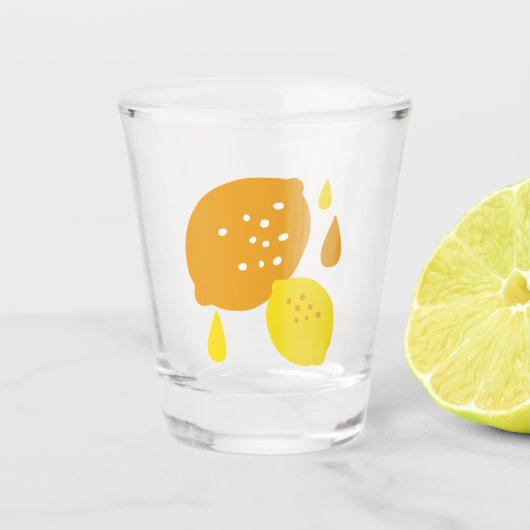 Navy Blue Lemon Art – Verfrissend Citrus Design Shot Glas (Voorkant)