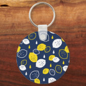 Navy Blue Lemon Art – Verfrissend Citrus Design Sleutelhanger (Voorkant)