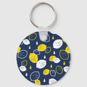 Navy Blue Lemon Art – Verfrissend Citrus Design Sleutelhanger (Achterkant)