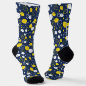 Navy Blue Lemon Art – Verfrissend Citrus Design Sokken (Gebogen)