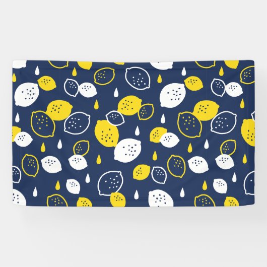 Navy Blue Lemon Art – Verfrissend Citrus Design Spandoek (Horizontaal)