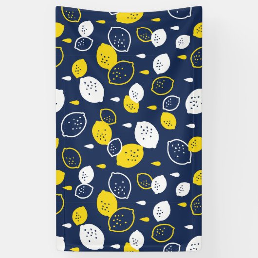 Navy Blue Lemon Art – Verfrissend Citrus Design Spandoek (Verticaal)