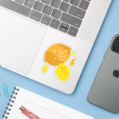 Navy Blue Lemon Art – Verfrissend Citrus Design Sticker (Laptop met iPhone)